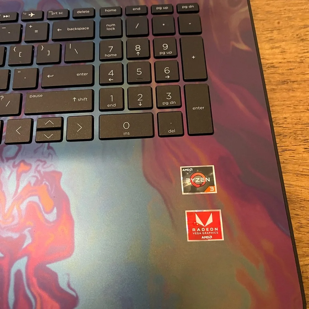 HP Blue and Red Swirl LaptopHP 17 inch